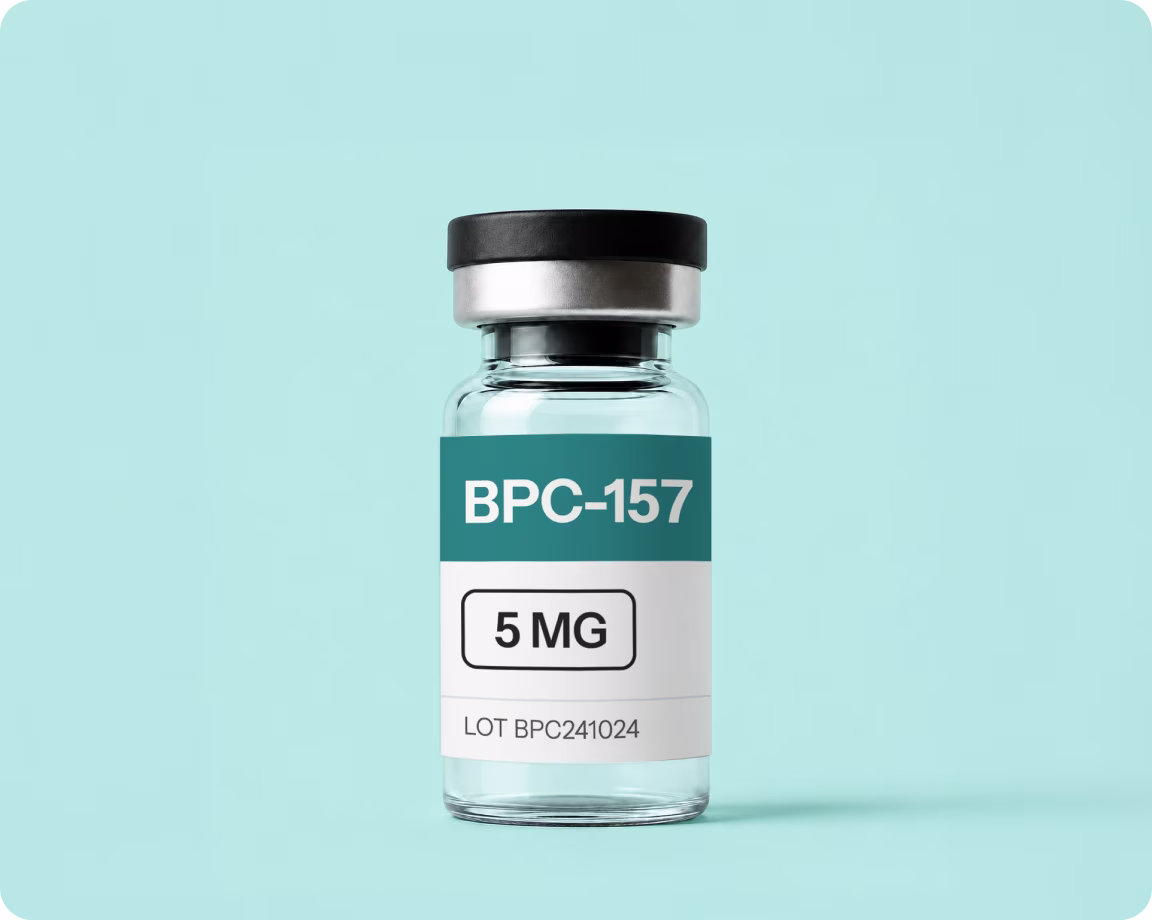 BPC-157 vial on mint background
